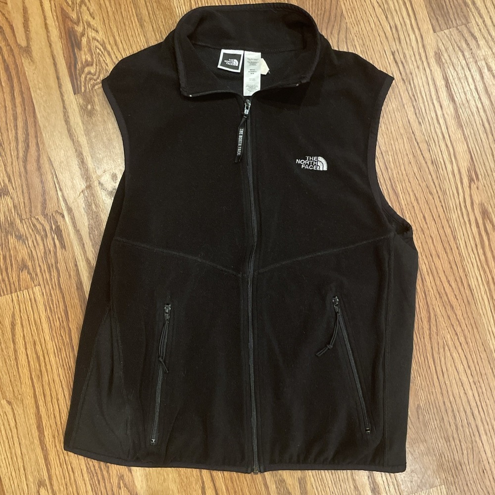 The North Face Men's Fleece Vest M Black Full Zip Sleeveless Jacket Made in USA